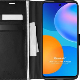 Microsonic Huawei P Smart 2021 Delux Leather Wallet Siyah Cep Telefonu Kılıfı
