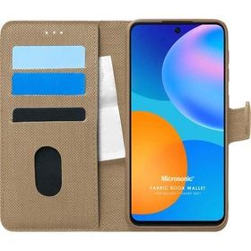 Microsonic Huawei P Smart 2021 Fabric Book Wallet Gold Cep Telefonu Kılıfı
