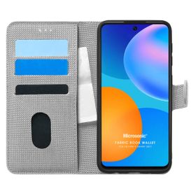 Microsonic Huawei P Smart 2021 Fabric Book Wallet Gri Cep Telefonu Kılıfı