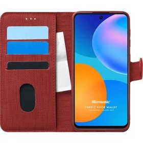 Microsonic Huawei P Smart 2021 Fabric Book Wallet Kırmızı Cep Telefonu Kılıfı