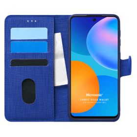Microsonic Huawei P Smart 2021 Fabric Book Wallet Lacivert Cep Telefonu Kılıfı