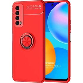 Microsonic Huawei P Smart 2021 Kickstand Ring Holder Kırmızı Cep Telefonu Kılıfı