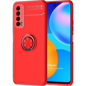 Microsonic Huawei P Smart 2021 Kickstand Ring Holder Kırmızı Cep Telefonu Kılıfı