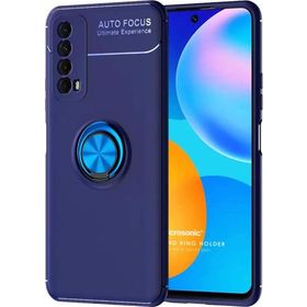 Microsonic Huawei P Smart 2021 Kickstand Ring Holder Lacivert Cep Telefonu Kılıfı