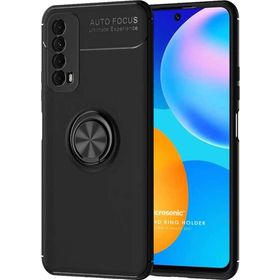 Microsonic Huawei P Smart 2021 Kickstand Ring Holder Siyah Cep Telefonu Kılıfı