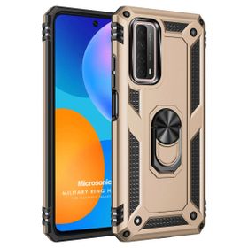 Microsonic Huawei P Smart 2021 Military Ring Holder Gold Cep Telefonu Kılıfı