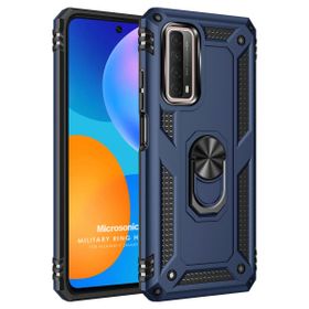 Microsonic Huawei P Smart 2021 Military Ring Holder Lacivert Cep Telefonu Kılıfı