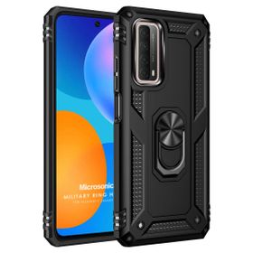 Microsonic Huawei P Smart 2021 Military Ring Holder Siyah Cep Telefonu Kılıfı