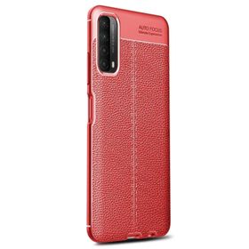 Microsonic Huawei P Smart Deri Dokulu Silikon Kırmızı Kılıf
