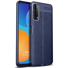 Microsonic Huawei P Smart Deri Dokulu Silikon Lacivert Kılıf
