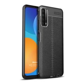Microsonic Huawei P Smart Deri Dokulu Silikon Siyah Kılıf