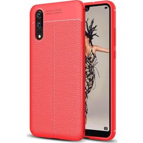 Microsonic Huawei P20 Deri Dokulu Silikon Kırmızı Kılıf