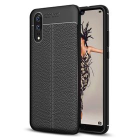 Microsonic Huawei P20 Deri Dokulu Silikon Siyah Kılıf