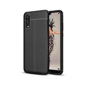Microsonic Huawei P20 Deri Dokulu Silikon Siyah Kılıf