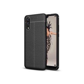 Microsonic Huawei P20 Deri Dokulu Silikon Siyah Kılıf