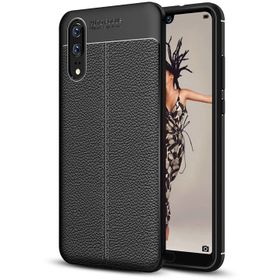 Microsonic Huawei P20 Deri Dokulu Silikon Siyah Kılıf