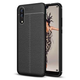 Microsonic Huawei P20 Deri Dokulu Silikon Siyah Kılıf