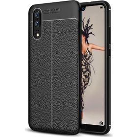 Microsonic Huawei P20 Deri Dokulu Silikon Siyah Kılıf
