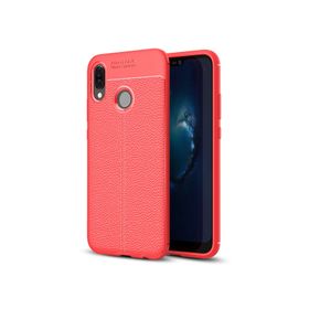 Microsonic Huawei P20 Lite Deri Dokulu Silikon Kırmızı Kılıf