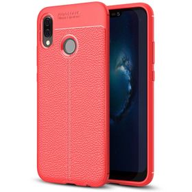 Microsonic Huawei P20 Lite Deri Dokulu Silikon Kırmızı Kılıf