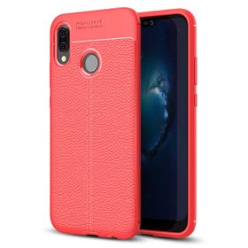 Microsonic Huawei P20 Lite Deri Dokulu Silikon Kırmızı Kılıf
