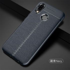 Microsonic Huawei P20 Lite Deri Dokulu Silikon Lacivert Kılıf