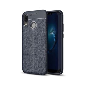 Microsonic Huawei P20 Lite Deri Dokulu Silikon Lacivert Kılıf