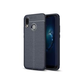 Microsonic Huawei P20 Lite Deri Dokulu Silikon Lacivert Kılıf