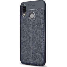 Microsonic Huawei P20 Lite Deri Dokulu Silikon Lacivert Kılıf