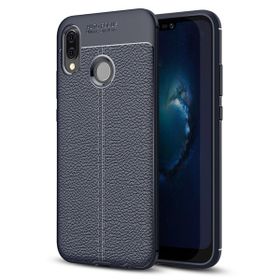 Microsonic Huawei P20 Lite Deri Dokulu Silikon Lacivert Kılıf