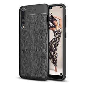 Microsonic Huawei P20 Pro Deri Dokulu Silikon Siyah Kılıf
