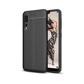 Microsonic Huawei P20 Pro Deri Dokulu Silikon Siyah Kılıf