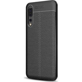 Microsonic Huawei P20 Pro Deri Dokulu Silikon Siyah Kılıf