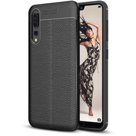 Microsonic Huawei P20 Pro Deri Dokulu Silikon Siyah Kılıf