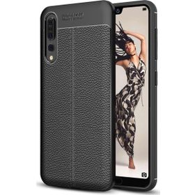 Microsonic Huawei P20 Pro Deri Dokulu Silikon Siyah Kılıf