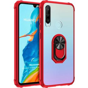 Microsonic Huawei P30 Lite Grande Clear Ring Holder Kırmızı Kılıf