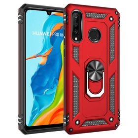 Microsonic Huawei P30 Lite Military Ring Holder Kırmızı Kılıf