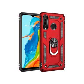 Microsonic Huawei P30 Lite Military Ring Holder Kırmızı Kılıf