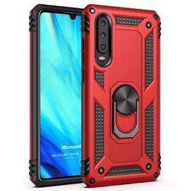 Microsonic Huawei P30 Lite Military Ring Holder Kırmızı Kılıf