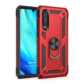 Microsonic Huawei P30 Lite Military Ring Holder Kırmızı Kılıf