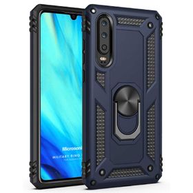 Microsonic Huawei P30 Lite Military Ring Holder Lacivert Kılıf