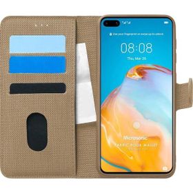 Microsonic Huawei P40 Fabric Book Wallet Gold Cep Telefonu Kılıfı