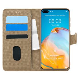 Microsonic Huawei P40 Fabric Book Wallet Gold Cep Telefonu Kılıfı