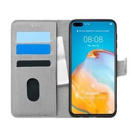 Microsonic Huawei P40 Fabric Book Wallet Gri Cep Telefonu Kılıfı