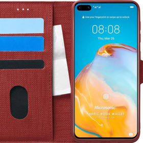 Microsonic Huawei P40 Fabric Book Wallet Kırmızı Cep Telefonu Kılıfı