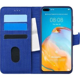 Microsonic Huawei P40 Fabric Book Wallet Lacivert Cep Telefonu Kılıfı