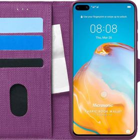 Microsonic Huawei P40 Fabric Book Wallet Mor Cep Telefonu Kılıfı
