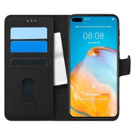 Microsonic Huawei P40 Fabric Book Wallet Siyah Cep Telefonu Kılıfı