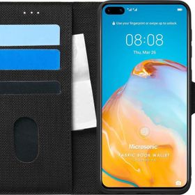 Microsonic Huawei P40 Fabric Book Wallet Siyah Cep Telefonu Kılıfı
