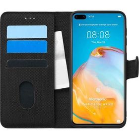 Microsonic Huawei P40 Fabric Book Wallet Siyah Cep Telefonu Kılıfı